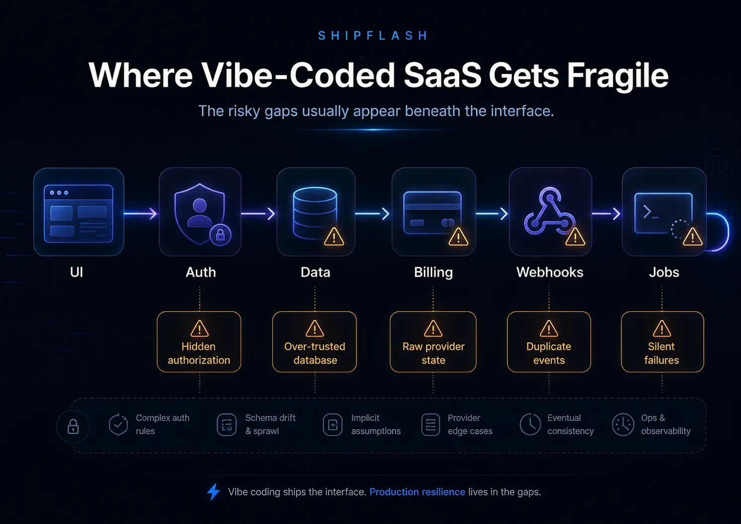 Where a vibe-coded SaaS usually becomes fragile