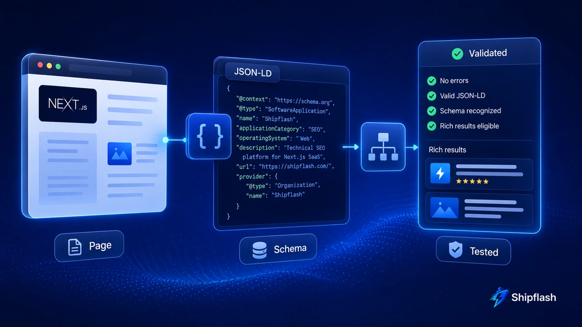 Next.js SaaS page transformed into JSON-LD structured data and validated for search engine understanding